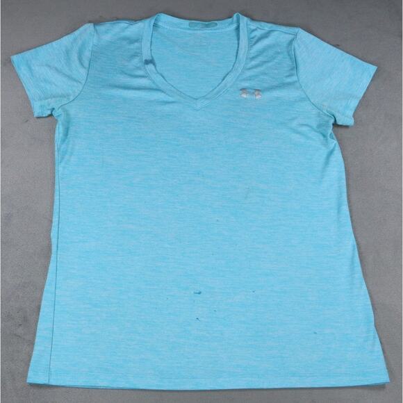 Under Armour Women’s Blue V-Neck Short Sleeve Athletic Shirt Size Small - Picture 1 of 12